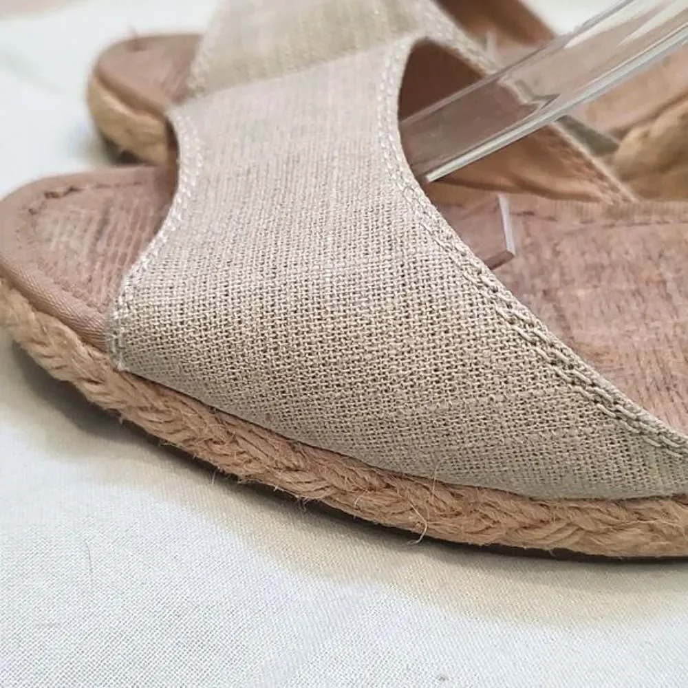 Lucky Brand Kyndra Open Toe Jute Espadrille Wedge Sandals Size 9.5M